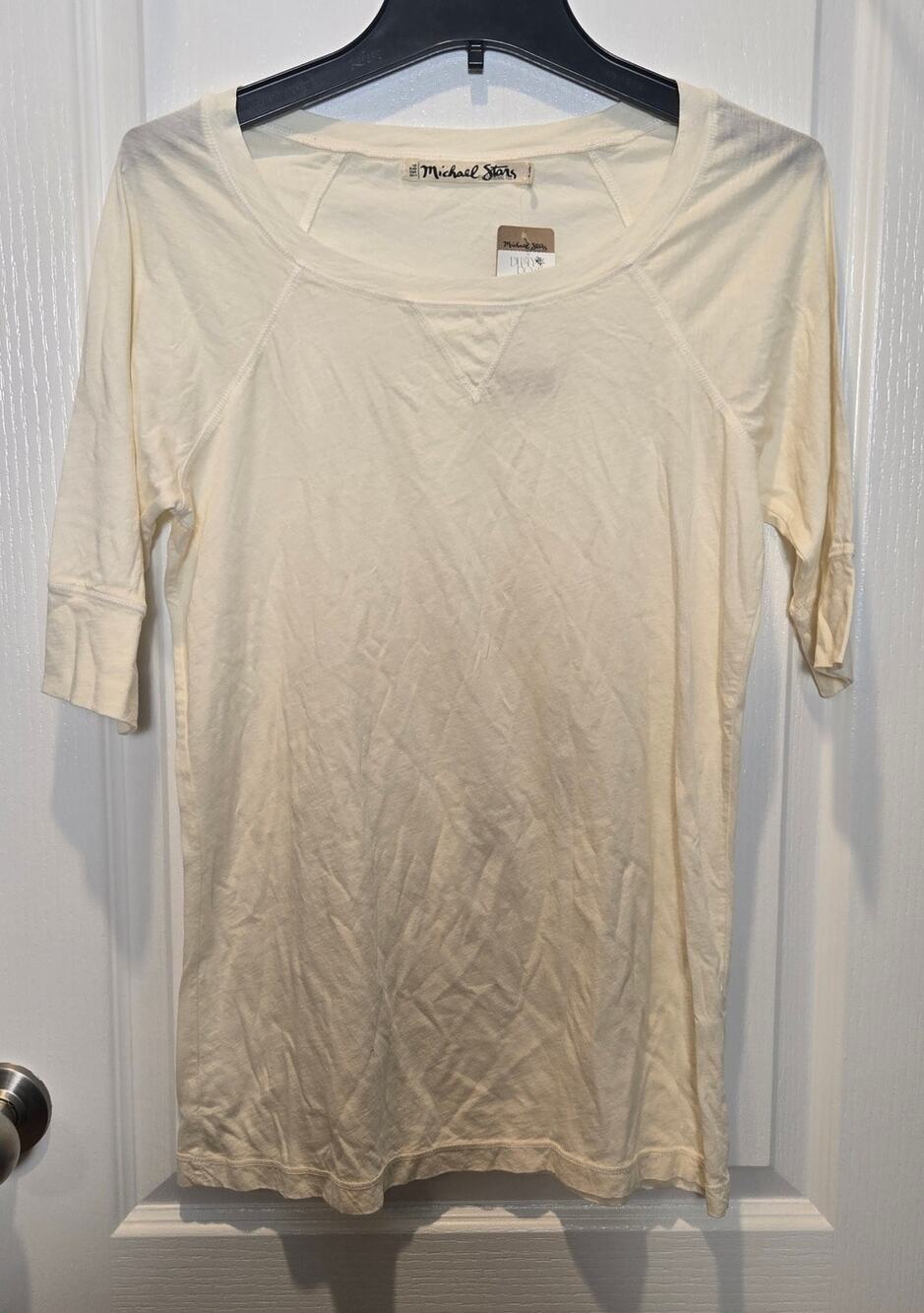 Michael Stars 3/4 sleeve scoop neck OS vanilla
